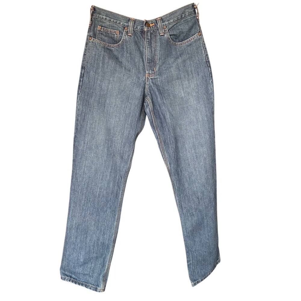 Carhartt Jeans Mens Size M Blue Medium Wash Straight Leg 5-Pocket Button